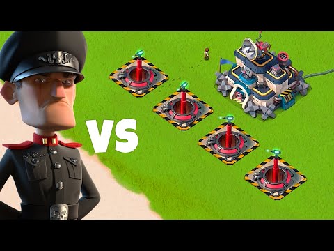 Boom Beach 4 MAX Doom Cannons vs Defending Hammerman