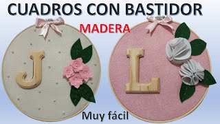 Bastidor de madera para cuadros con inicial de nombre y detalle de flores,mira como se hace 2021