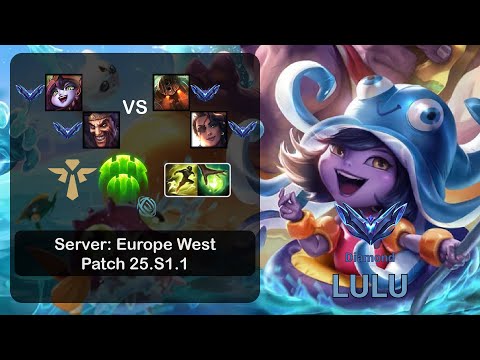 Lulu Support + Draven vs Nautilus + Samira - EUW Server - Patch 25.S1.1
