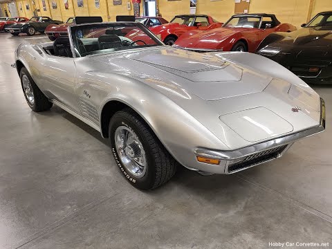 1971 Nevada Silver Corvette Stingray Convertible LT1 4 speed For Sale Video