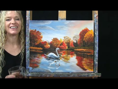 Learn How to Draw and Paint with Acrylics AUTUMN SWAN- Easy Painting Tutorial-Paint and Sip at Home