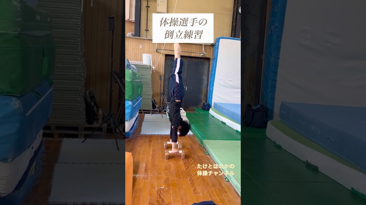ジュニア体操選手たけと！倒立姿勢マシになったかな。完璧な倒立は本当に難しい。#倒立 #逆立ち #トレーニング