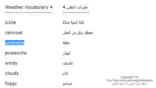تعلم اللغة الانجليزية الدرس 115 مفردات الطقس والمناخ بالانجليزي الجزء 4