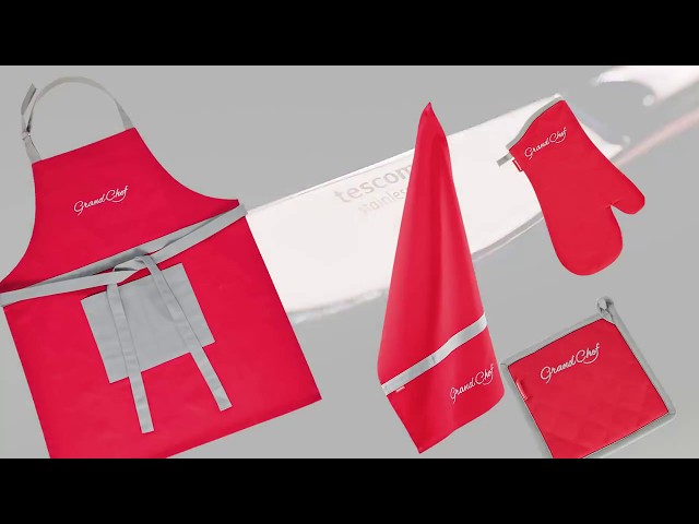 Video teaser per Oven mitt, heatproof mat, kitchen cloth and apron GrandCHEF