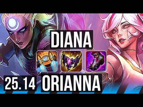 DIANA vs ORIANNA (MID) | 6 solo kills, 43k DMG, Legendary, 12/4/11 | KR Challenger | 25.14