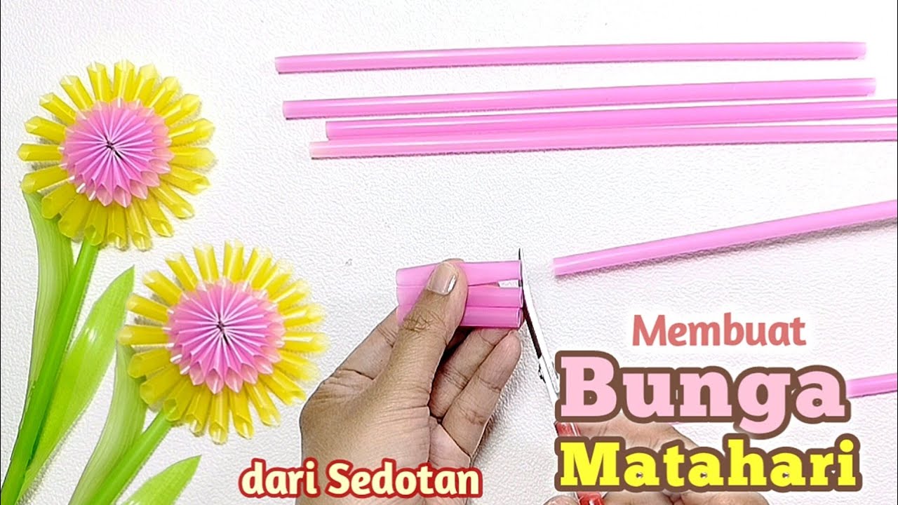 Cara Mudah Membuat Bunga Matahari Dari Sedotan | Kerajinan Dari Sedotan | Drinking Straw Flower