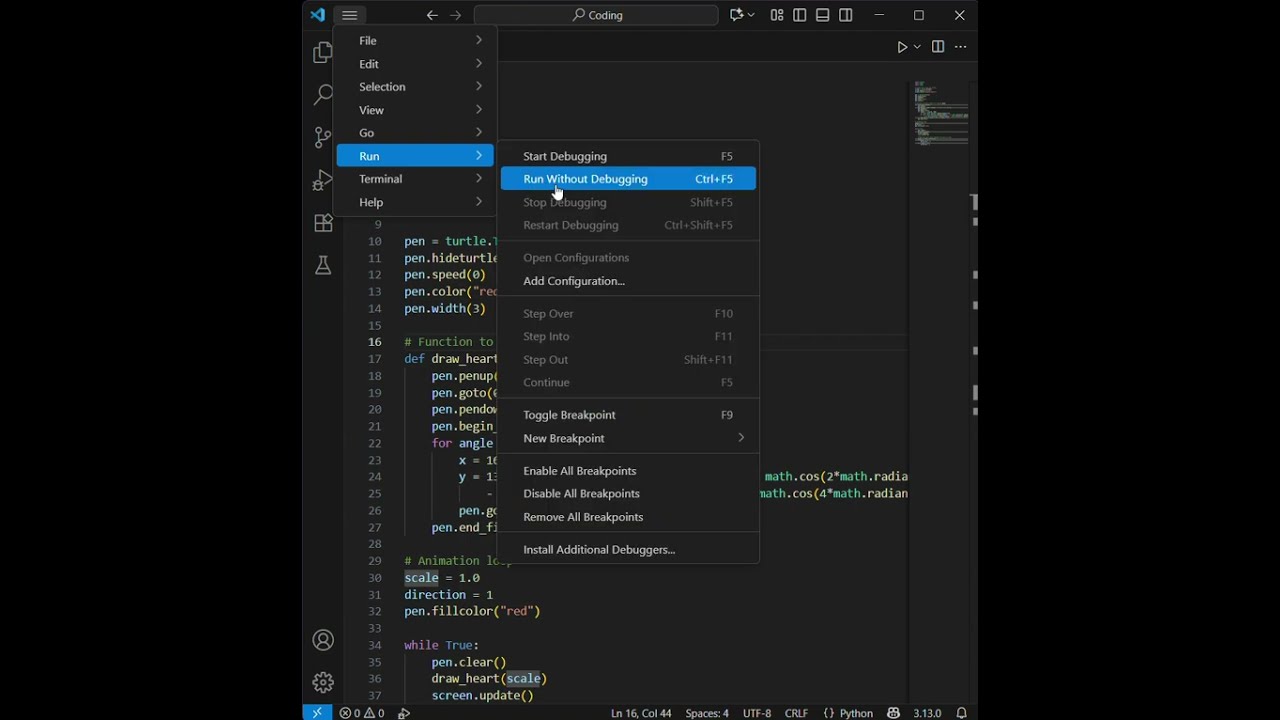 Python Code Just Make a Heart 💖  #ytshorts #shorts  #viral #explore #python #coding