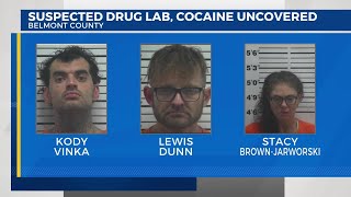Suspected drug lab, cocaine uncovered in Belmont County, 3 arrested