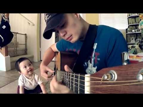 Baby Listens then Interrupts Dada Singing Blackbird (Acoustic Cover)