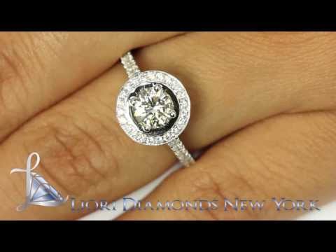ER-0036 - 1.36 Carat H-SI1 Vintage Style Natural Round Diamond Engagement Ring 18k Gold