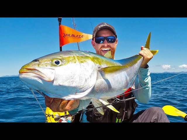Kayak Fishing: BIG Yellowtail Kingfish Offshore -- New Zealand Ep 8