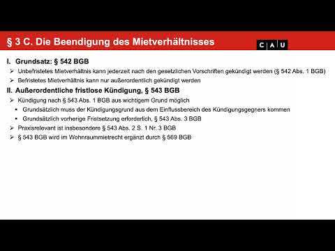 Schuldrecht BT  – Folge 11 (Miete: Außerordentliche und ordentliche Kündigung; Räumungsklage)