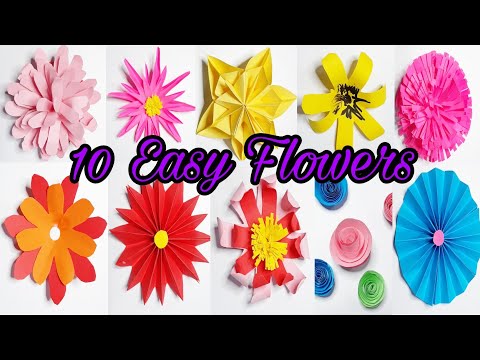 10 Simple and Beautiful Paper Flowers Paper Craft DIY Flowers - Home Decor