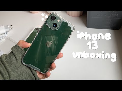 iphone 13 green aesthetic unboxing 🥑 accessories + camera test (128gb)