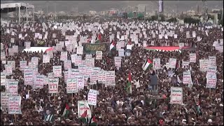 Weekly demonstration held in Sanaa, Yemen in support of Palestinians in Gaza