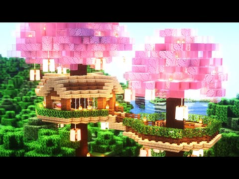 Cogii Architecture코기의건축 - Minecraft: How To Build a Cherry Blossom Tree house l House Tutorial(#14)