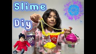 FIZ MINI POPCORN SLIMELICIOUS COM MINHA BEBÊ REBORN #diy #slime