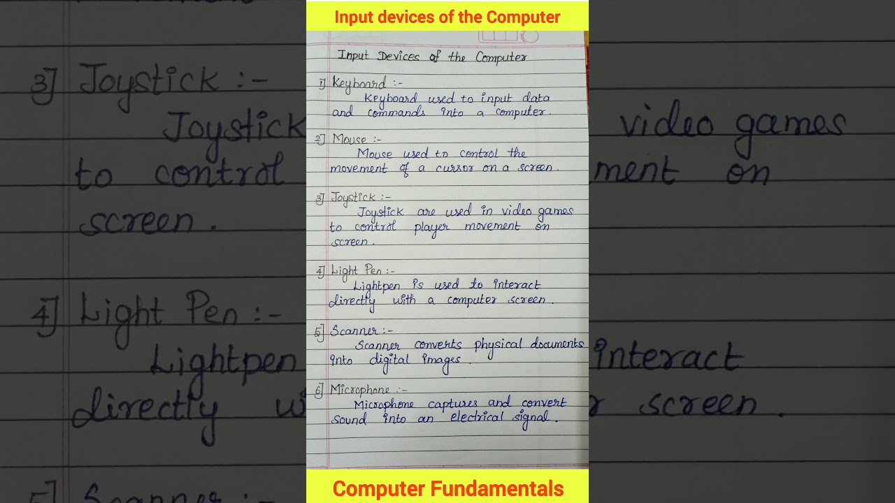 Input Devices of Computer|Input and Output Devices|Computer Fundamentals