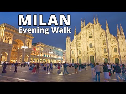 Milan, Italy Evening Walking Tour 4K