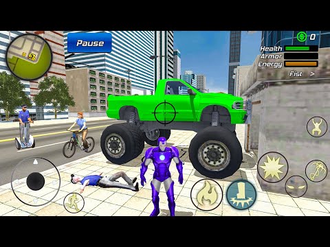 Iron Rope Hero Gangster Crime - Monster Truck and Motorbike at Vegas City - Android Gameplay