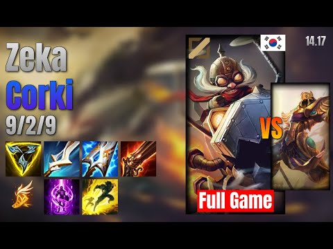 Zeka Mid Corki vs Azir lol KR solo rank Full Game 14.17
