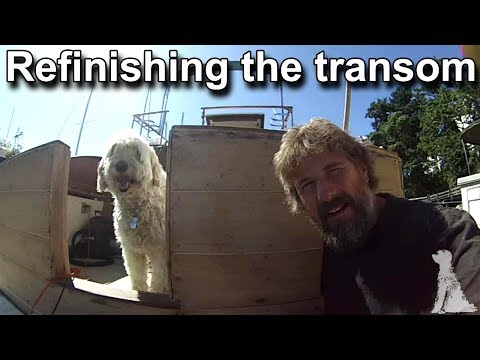 Refinishing the transom - Wooden boat restoration - Boat refit - Travels With Geordie #34