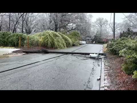 02-13-2021 Greensboro NC Ice Storm, Damage, Downed Power Line