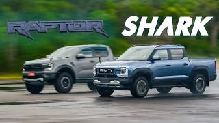 BYD Shark vs Ford Ranger Raptor DRAG RACE (inc. 0-100 & VMax): The results were surprising!