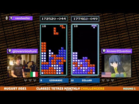 Challengers Blue Bracket: Doge, UsernameGold, Giovanni, Dillan – Classic Tetris Monthly August 2021