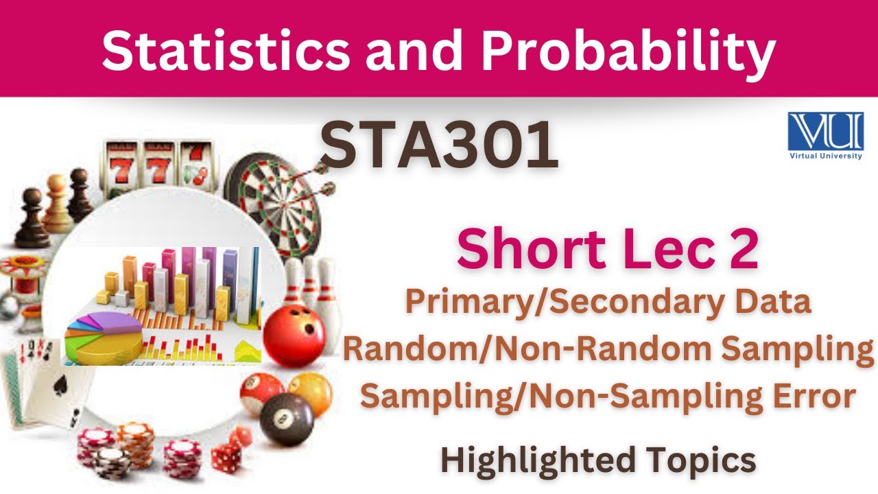 STA301 Short Lecture 2_Primary & Secondary Data_Sampling Errors_Random & Non-Random Sampling