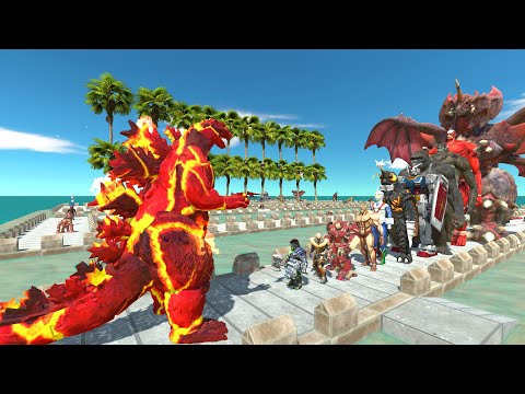 Godzilla Burning Lava vs Destoroyah COCONUT DEATH RUN - Animal Revolt Battle Simulator