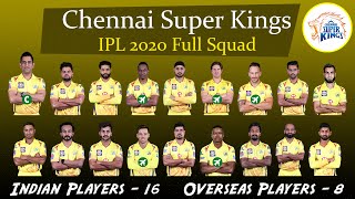 Chennai Super Kings IPL 2020 Full Squad | CSK Final Team in IPL 2020