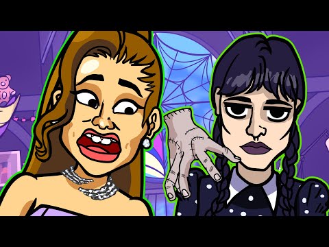 Ariana Grande meets WEDNESDAY (7 Rings CARTOON PARODY)