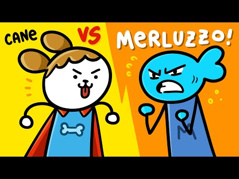 UOMOCANE contro UOMO MERLUZZO (Scottecs Toons con @TheMerluzz)