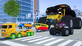 Fire Truck Frank Helps Taxi | Monster Truck Arrested | Wheel City Heroes (WCH)