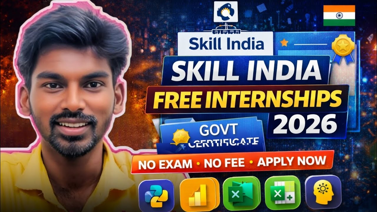 Skill India FREE Internships 2026 🔥 Government Certificate | No Exam, No Fee | Apply Now