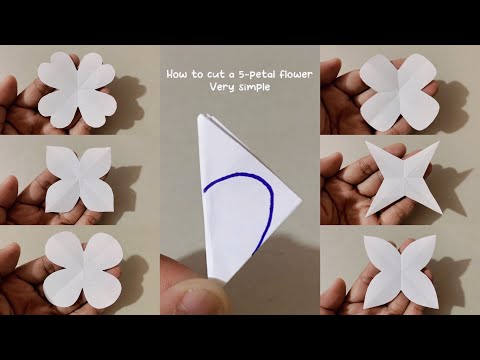 How to cut flowers with 4 petal-How To Make Paper Flower Very Easy-4 Petal Paper Flower Making Idea
