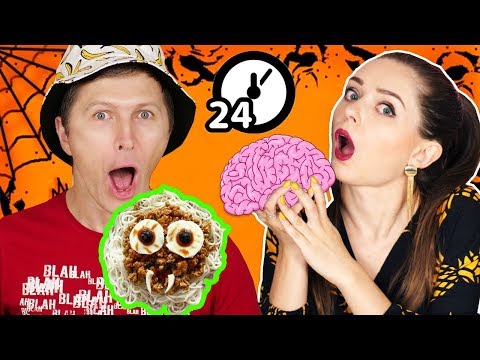 24 часа едим только Хэллоуинскую еду! Челлендж 🐞 Эльфинка