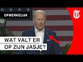 Wordt Joe Biden hier ondergescheten tijdens toespraak?