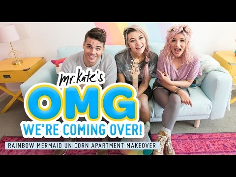 Jessie Paege’s Rainbow Mermaid Unicorn Apartment Makeover! | Mr. Kate | OMG We're Coming Over Video