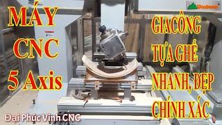 Máy CNC 3D 5 Trục Woodmaster PRO-MASTER-T4E Gia Công Tựa Ghế Cong Plywood Cực Nhanh