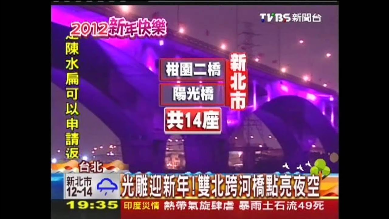 光雕迎新年! 雙北跨河橋點亮夜空