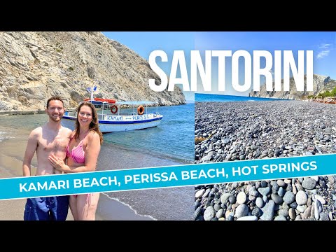 Santorini Island Adventure! Kamari Beach, Perissa Beach and Caldera Hot Springs