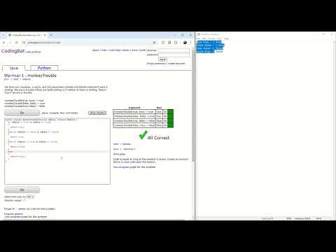 Codingbat Java Warmup1 Task 2 Monkeytrouble