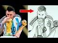 Lionel Messi kissing world cup trophy 2022 | How To Draw Lionel Messi with world cup Step By Step