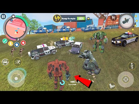 Rope Hero: Vice Town (Transformer Orange Ball Fight Cars) Surrounded Robot - Android Gameplay HD