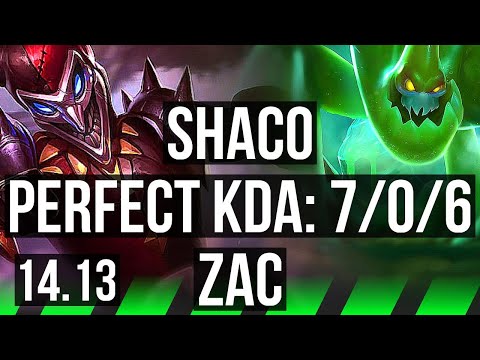 SHACO vs ZAC (JGL) | 7/0/6, Godlike | EUW Diamond | 14.13