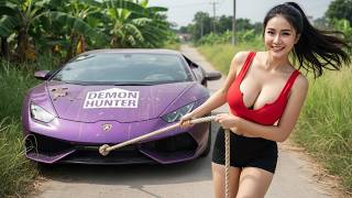 Genius Girl Finds Abandoned Lamborghini “Kpop-Demon Hunter” – Rebuilds It Into a Wooden Supercar!