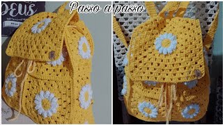 Mochila de crochê margaridas / bolsa passo a passo