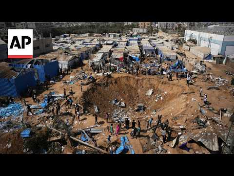Video Thumbnail: Displaced Palestinians in central Gaza jolted awake by evacuation warnings as Israeli strikes follow